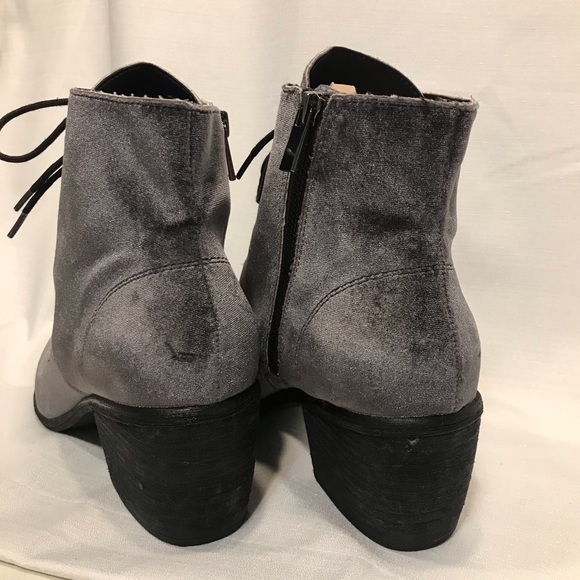 Dolce Vita Velvet Bardot Charcoal Combat Boots - Picture 5 of 8